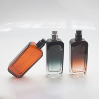 Flacon pulvérisateur en verre rectangulaire à dégradé de couleur, emballage cosmétique de luxe avec logo imprimé sur mesure, capacité de 30 ml, 50 ml, 75 ml, 100 ml
