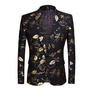 Blazer à revers châle pour hommes, veste de costume à paillettes, design de fleurs en velours et or, grande taille, <span class=keywords><strong>DJ</strong></span> Club de scène, vêtements de chanteur, hd227 - Product Image 4
