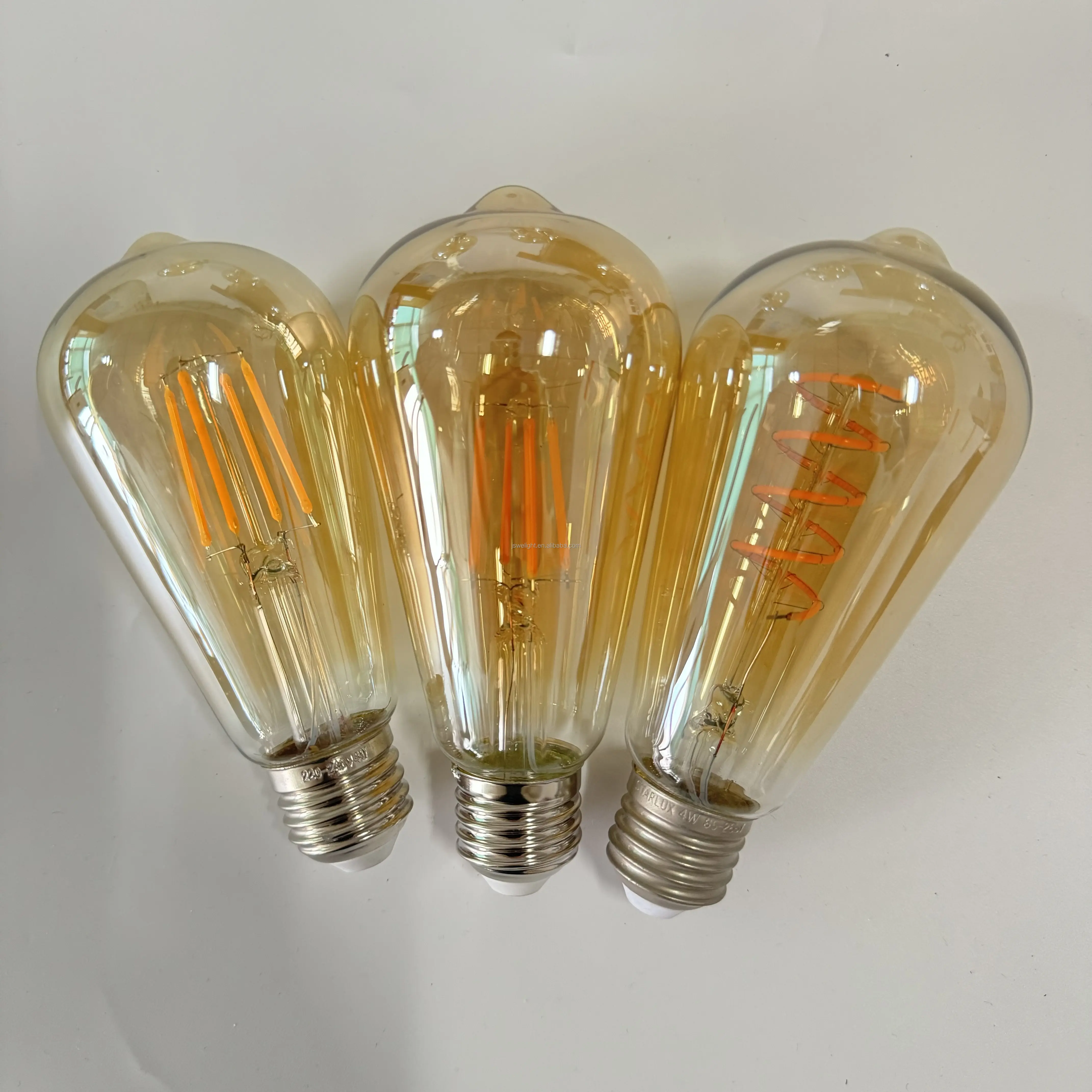 ST64 e27 220-240 В 2700k Светодиодные лампы молочно-янтарного цвета с прозрачным корпусом
