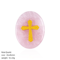 Pendentif Croix en Quartz Rose Chakra Reiki, Symbole Doré, Forme Ovale, Cristal de Guérison, Breloques de Mode pour Collier DIY