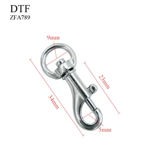 공장 직접 판매 핸드백/끈/개 가죽 끈 아연 합금 금속 회전 스냅 후크 턱 클립 34mm 길이 스냅 후크 실버 후크