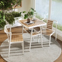 Ensemble table et chaises en alliage d'aluminium pour balcon, cour, extérieur, empilable, design minimaliste moderne, imperméable, villa, jardin
