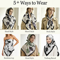 Foulard carré en fausse soie en gros pour femme, 110x110cm (45 pouces), Hijab musulman, châle de mode, couvre-tête, logo personnalisé OEM ODM 1014
