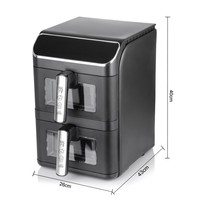 Friteuse à air double zone 6L+6L grande capacité, écran tactile numérique intelligent 360 °   Friteuse à air chaud sans huile à double panier avec circulation d'air chaud