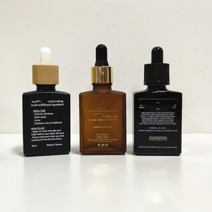 ขวดหยดสี่เหลี่ยมสีอำพันขุ่นแบบกำหนดเอง 30 มล. ขวดหยดแก้วสีน้ำตาลอำพันขุ่นสี่เหลี่ยมผืนผ้าสีดำ - Product Image 1