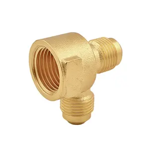 OEM Standard Union 3 Way Flare Equal Tee Female Thread A/C Brass Flare Tube Fittings for Water Supply