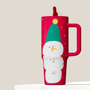 Gobelet isotherme de Noël de 40 oz |   Motif flocon de neige, poignée, paille |   Vente en gros de cadeaux de Noël et pour la <span class=keywords><strong>famille</strong></span> - Product Image 2