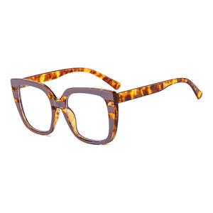 ファッションカラースクエアフラットレンズ眼鏡女性用光学フレーム新スタイルビッグフレーム女性用ブルーライトカットメガネ - Product Image 3