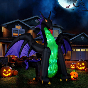 2026 New 2.4M <b>Inflatable</b> Flying Dragon With Pumpkin Built-in LED Lights American Style Outdoor Yard <b>Halloween</b> Party Decor - Product Image 4