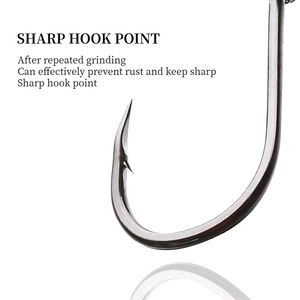 0.8 #-12 # 高碳钢三角齿，带倒钩和环形钓鱼钩，用于水库和溪流中的岩石捕鱼 - Product Image 4