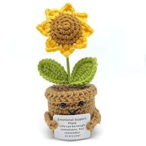 Muñeco de Girasol Tejido a Mano de 5 Pulgadas, con Tarjeta de Mensaje Positivo, Ideal para Regalos, Decoración del Hogar, Muñecos de Animales de Ganchillo - Product Image 1