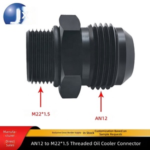 AN12 naar M22*1.5mm Aluminium Oliekoeler Adapter Fitting - CNC Zwart Geanodiseerde Rechte Connector voor Brandstofpomp & Drukmeter - Product Image 1