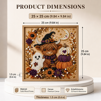 Kit de peinture diamant DIY Halloween, plus grand format 25 cm, décoration murale Sorcière, Veau, Citrouille, Fantôme