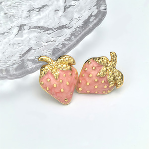 <span class=keywords><strong>Orecchini</strong></span> a Perno Mini Fragola in Acciaio Inossidabile all'Ingrosso per Donna, Gioielli Rossi Dolci e Minimalisti alla Moda per Regalo di Compleanno - Product Image 4
