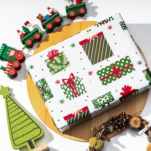 Custom Eco-Friendly Double-Sided Christmas Gift <b>Wrap</b> <b>Roll</b> Art <b>Paper</b> Recyclable Digital Printing Green Red Pattern Packaging - Product Image 4