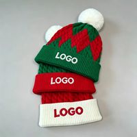 Gorro de Navidad con Logotipo Personalizado Bordado y Pequeño Pompón