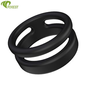 Nouvel anneau de pénis pour homme adulte à double anneau de verrouillage <span class=keywords><strong>original</strong></span>, ensemble d'anneaux en silicone pour retarder l'éjaculation, dispositif de masturbation pour hommes - Product Image 1