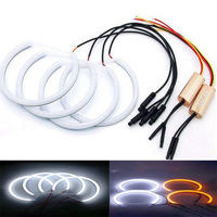 Accessoires voiture bicolore blanc jaune fonction de direction feux de jour LED yeux d'ange 4 pièces pour E36 E46
