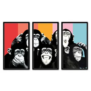 홈 장식 그림 캔버스 포스터 및 인쇄 벽 아트 3 아름다운 동물 작품 그림 벽 아트 프레임