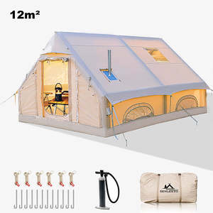 Tente de camping gonflable de luxe 4 saisons, auto-gonflante, portable, double couche, une chambre, un salon, imperméable, Oxford, neuve - Product Image 2