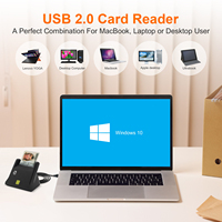 Lector de Tarjetas Bancarias USB ZOWEETEK, Lector y Grabador de Tarjetas Inteligentes EMV ISO 7816, Lector y Grabador de Tarjetas con Chip IC SIM para ATM