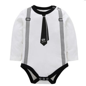 Vêtements d'été pour bébé garçon, style gentleman, imprimé en coton, manches courtes, barboteuse pour tout-petit - Product Image 5