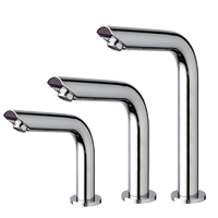 Robinet de lavabo à montage sur plan, style traditionnel, en acier inoxydable, finition chromée, avec capteur sans contact, mélangeur d'eau chaude/froide, céramique
