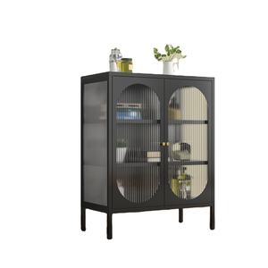 Modern Steel <strong>Sideboard</strong> Buffet Cabinets for Home Bar &amp; Bathroom Extendable Dining Room Furniture Storage Black Stylish - Product Image 1