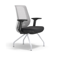 Chaise de conférence ergonomique GT2-C dossier confortable en maille avec base fixe à 4 pieds pour l'école, le bureau et le salon.