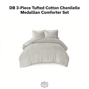 Ensemble de couette en coton chenille à motifs médaillon H.F.C.E, 3 pièces, doux et confortable, pour la maison - Product Image 1