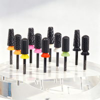 Brocas de Carburo para Uñas con Recubrimiento Negro, Venta al por Mayor, Brocas Eléctricas para Uñas de 3/32'', Juego de Brocas de Carburo de Alta Calidad a Prueba de Polvo