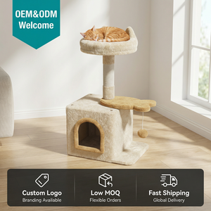 Arbre à chat extra large et écologique à 5 niveaux avec griffoir en sisal, maisonnette, perchoir pour chats de grande taille, en bois et tissu pelucheux - Product Image 6