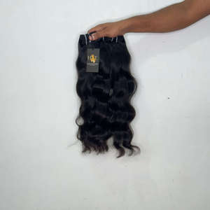 Paquetes de cabello humano 100% virgen indio natural, doblemente tramado, con ondas naturales, cabello rizado y ondulado de templo, venta al por mayor - Product Image 1