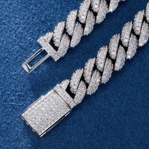 Collier chaîne cubaine en argent Gallerley personnalisé Hip Hop serti de diamants, moissanite VVS certifiée GRA, S925, 10 mm, couleur D - Product Image 4