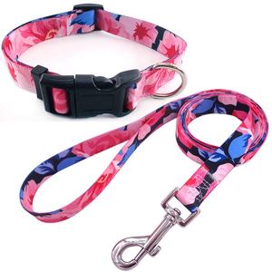 Hot Selling Designer Haustier Hunde halsbänder Leinen Gedruckte <span class=keywords><strong>Nylon</strong></span> Hunde leine und Halsband Set - Product Image 5