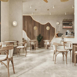 Diseño de Cafetería Wabi Sabi Personalizado, Muebles de Madera Natural para Cafetería, Mostrador Curvo, Solución Interior de Cafetería Minimalista Cálida y Lista para Usar en 3D - Product Image 6