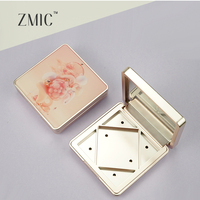 Boîtier compact carré magnétique vide en plastique pour poudre 5 couleurs, blush, crème, palette de maquillage, fard à paupières et contour, couleur Or Rose
