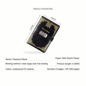 Hot Sale PU <b>Leather</b> A5 Digital Password Lock Notebook Foil Stamping <b>Diary</b> for College High School - Product Image 5