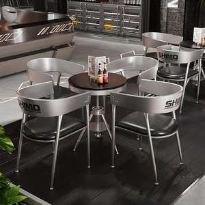 Juego de sillas de mesa de metal de estilo industrial para cafeterías, restaurantes, Red de hierro rojo, negociación comercial, área de ocio para té con leche - Product Image 3