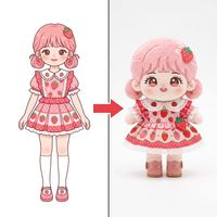 Mini Vestido con Estampado de Frutas Dulces y Volantes para Mascota de Niña con Decoración de Zapatos de Bayas, Peluche Personalizado Convertido a Partir de Arte Original del Comprador