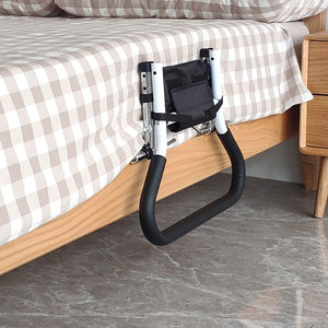 Barre de sécurité double pliable pour personnes âgées et femmes enceintes, 120 cm, sans perçage, couleur argent brillant, aide à la mobilité - Product Image 1