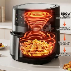 Freidoras de Aire con Dos Elementos Calefactores a Precio Competitivo, con Cubierta Completamente de Acero Inoxidable, 1500W, Freidora de Aire Digital Profesional - Product Image 2