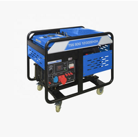 Générateur d'essence triphasé 9 kW 50 Hz à démarrage électrique par lanceur, portable, pour chantier et alimentation de secours en cas de surcharge