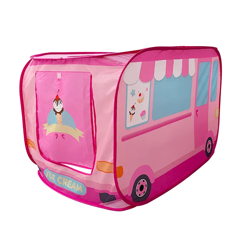 Custom Baby Girls Role Play Toy Ice Cream Tent Playhouse Kids Food Truck Play Tent