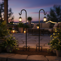 Élégant et moderne, support de jardin en métal robuste à 5 branches, finition thermolaquée, pour mangeoire à oiseaux, poteau de lumière solaire, noir