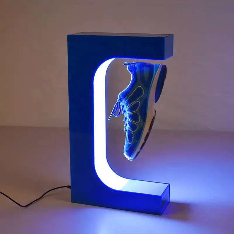 Espositore per Sneakers rotanti levitanti espositori personalizzati di alta qualità espositore galleggiante magnetico per scarpe con luce a LED