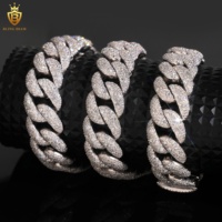 Chaîne cubaine Miami 18 mm en argent sterling 925, sertie de moissanite et de diamants, style hip-hop pour rappeurs