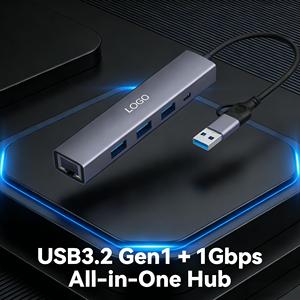 Multiport 4-Port Type-C USB3.2 Gen1 <strong>Docking</strong> <strong>Station</strong> With RJ45 Network Hub In Stock - Product Image 4