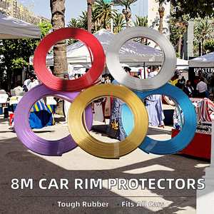 Protection de <span class=keywords><strong>jante</strong></span> de roue extérieure de voiture universelle 8M, garde-<span class=keywords><strong>pneu</strong></span>, moulage en caoutchouc, garniture, clip d'installation, véhicule, <span class=keywords><strong>pneu</strong></span> - Product Image 2