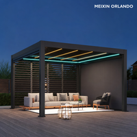 Pergola bioclimatique motorisée de luxe MEXIN en aluminium à lames orientables avec éclairage LED et chauffage pour jardin et extérieur